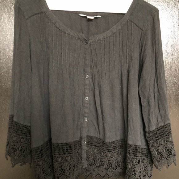 American Eagle Outfitters Boho Black Top - Picture 2 of 6